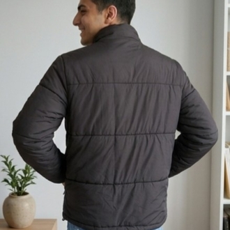 Dik Yaka Fermuarlı Şişme Mont