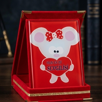 Sevgiliye Hediye Kadife Kutu Plaket