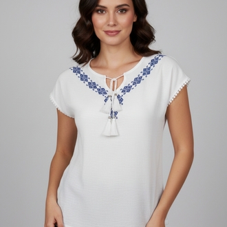 Etnik Nakış İşlemeli Detaylı Bluz