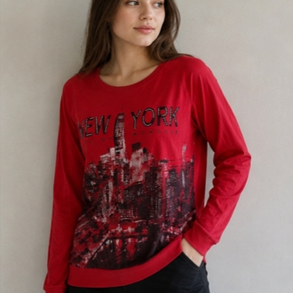 New York Baskılı Kadın Sweatshirt