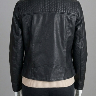 Siyah Deri Biker Ceket