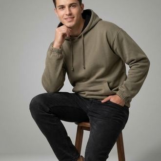 Haki Kapüşonlu Unisex Sweatshirt
