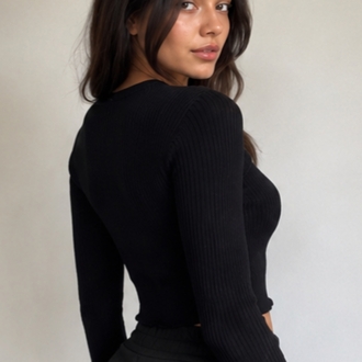 Fitilli Likralı Crop Kazak