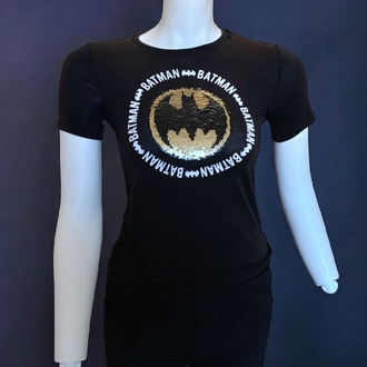 Pullu Payetli Çift Desen Batman T-shirt