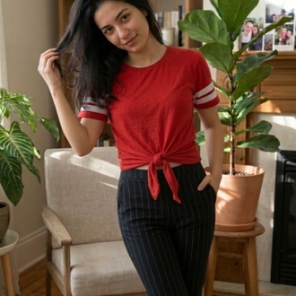 H&M Kırmızı Kadın Crop T-shirt