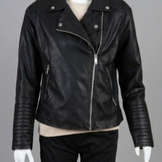 Siyah Deri Biker Ceket