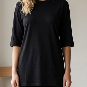 Siyah Basic Uzun T-Shirt