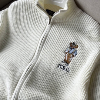 Polo Bear Triko Hırka Beyaz