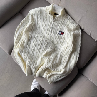 Tommy Hilfiger Zip Up Triko Beyaz