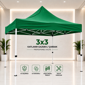 ⛺ 3×3 Katlanır Gazebo / Çardak YEŞİL