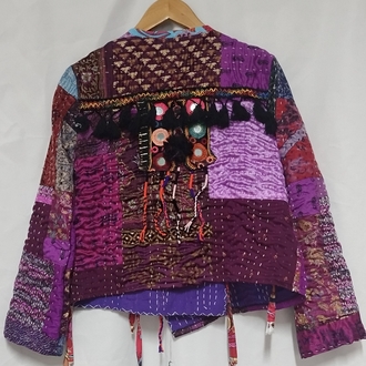 MORLU PATCHWORK ETNİK CEKET