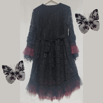BORDO - SİYAH GOTİK ELBİSE 
