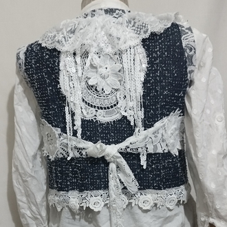 DANTELLİ KOT YELEK - L/XL BEDEN 