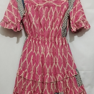 YAZLIK PAMUKLU KISA ELBİSE, PEMBE