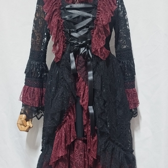 BORDO - SİYAH GOTİK ELBİSE 