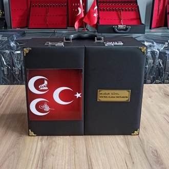 109'ADETLİ ŞİFRE KİLİTLİ ÜÇ HİLLALLİ ÖZEL İSİMLİ TESBİH KOLEKSİYON ÇANTASI