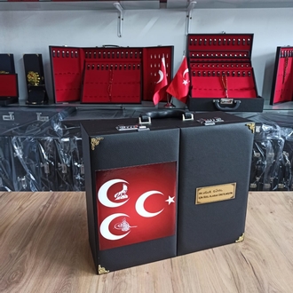 109'ADETLİ ŞİFRE KİLİTLİ ÜÇ HİLLALLİ ÖZEL İSİMLİ TESBİH KOLEKSİYON ÇANTASI