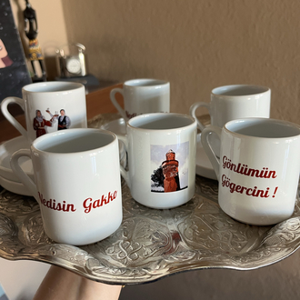 Elazığ Yöresine Ait Görsel ve Kelimelerden Oluşan 6’lı Türk Kahvesi Takımı