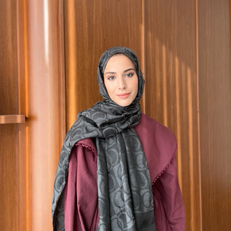 Dama Naia Desen Muadil Şal - Füme