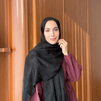 Dama Naia Desen Muadil Şal - Siyah 