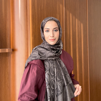 Dama Naia Desen Muadil Şal - Antrasit 