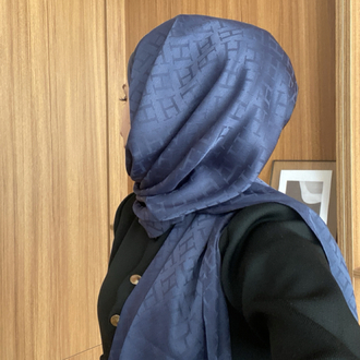 Hermes Koton İpek Şal - Lacivert Rengi