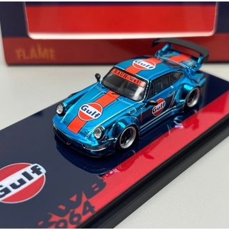 Flame Model Porsche RWB 964 Gulf Electroplated Blue Alloy Diecast Car Model