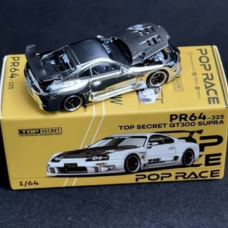 Pop Race 1/64 Factory Sealed Top Secret GT300 Supra Silver Chrome PR640325