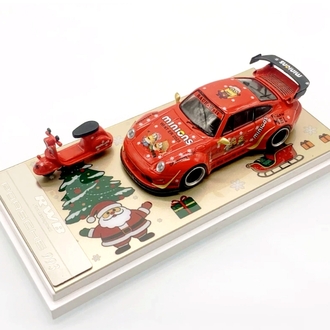Ultimate Player 1:64 Red Christmas RWB 993 Bicycle Bike Sport Model Diecast Collect Car