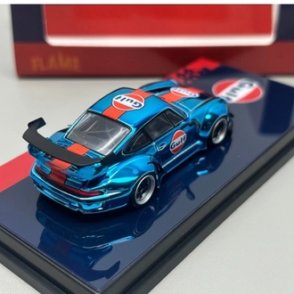Flame Model Porsche RWB 993 Gulf Electroplated Blue Alloy Diecast Car Model