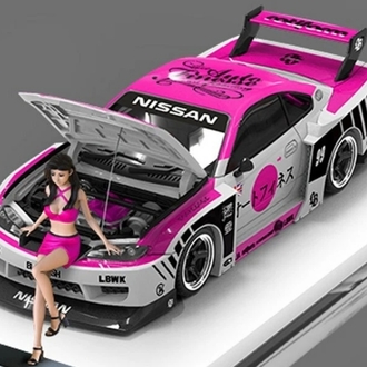 TPC NISSAN Silvia LB (S15) - Liberty Walk + Figure - Pink/White