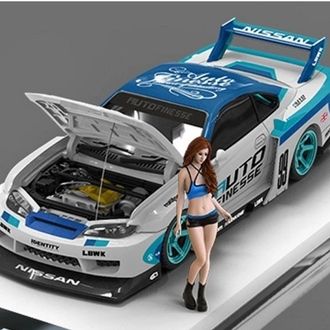 TPC NISSAN Silvia LB (S15) - Liberty Walk + Figure -Blue/White