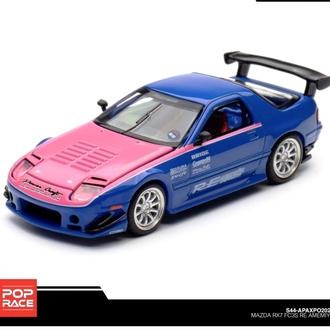 Pop Race 1/64 APA XPO 2025 Exclusive Mazda RX7 FC3S RE Amemiya Blue & Pink - S44-APAxpo2025
