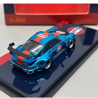 Flame Model Porsche RWB 964 Gulf Electroplated Blue Alloy Diecast Car Model