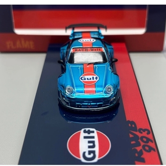 Flame Model Porsche RWB 993 Gulf Electroplated Blue Alloy Diecast Car Model