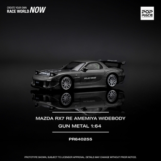 Pop Race 1/64 Mazda Rx-7 RE Amemiya Widebody Gun Metal PR640255