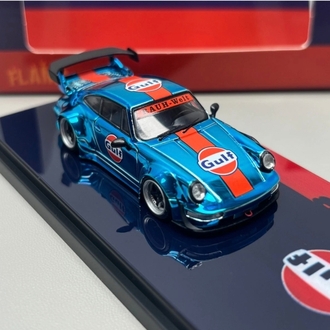Flame Model Porsche RWB 964 Gulf Electroplated Blue Alloy Diecast Car Model