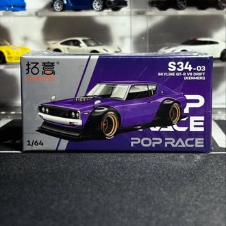 XCarToys X Pop Race Nissan Skyline GT-R V8 Drift (Kenmeri) Shop Exclusive S34-03