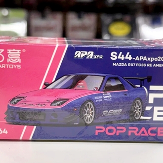 Pop Race 1/64 APA XPO 2025 Exclusive Mazda RX7 FC3S RE Amemiya Blue & Pink - S44-APAxpo2025