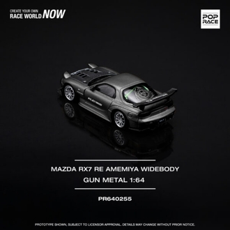 Pop Race 1/64 Mazda Rx-7 RE Amemiya Widebody Gun Metal PR640255