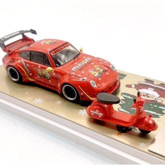 Ultimate Player 1:64 Red Christmas RWB 993 Bicycle Bike Sport Model Diecast Collect Car