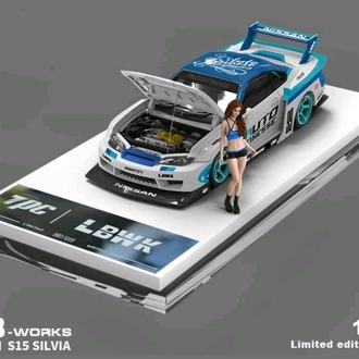 TPC NISSAN Silvia LB (S15) - Liberty Walk + Figure -Blue/White