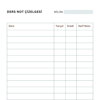 Üniversite Not Hesaplama Çizelgesi - PDF