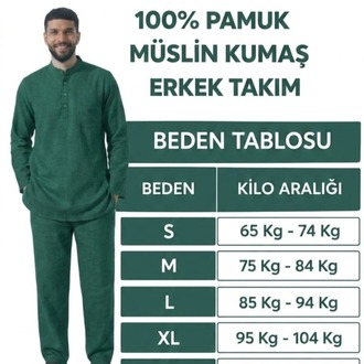 %100 Pamuk Müslin Kumaş Erkek Takım Ekru