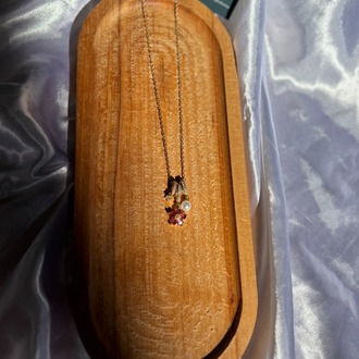 Çelik Gold Zirkon Pembe Çiçek Kolye