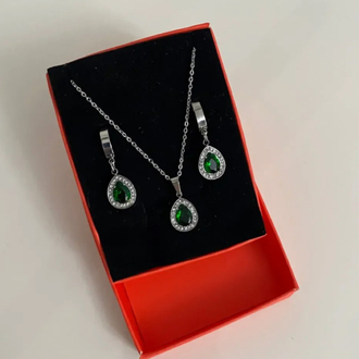 Yeşil başlı pandora çelik set (gümüş)