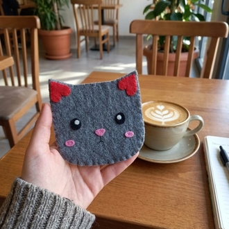 Bardak Altlığı/Kedi Figürlü