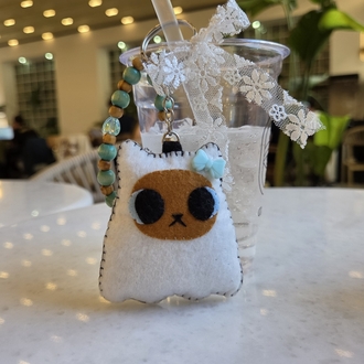 Hayalet Kedi Çanta Charm/Anahtarlık