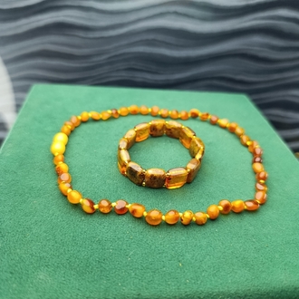 Kehribar Çocuk Seti Rolex Bilekliği İle Kolyesi Orijinal Sertifikalı