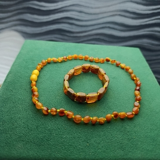 Kehribar Çocuk Seti Rolex Bilekliği İle Kolyesi Orijinal Sertifikalı